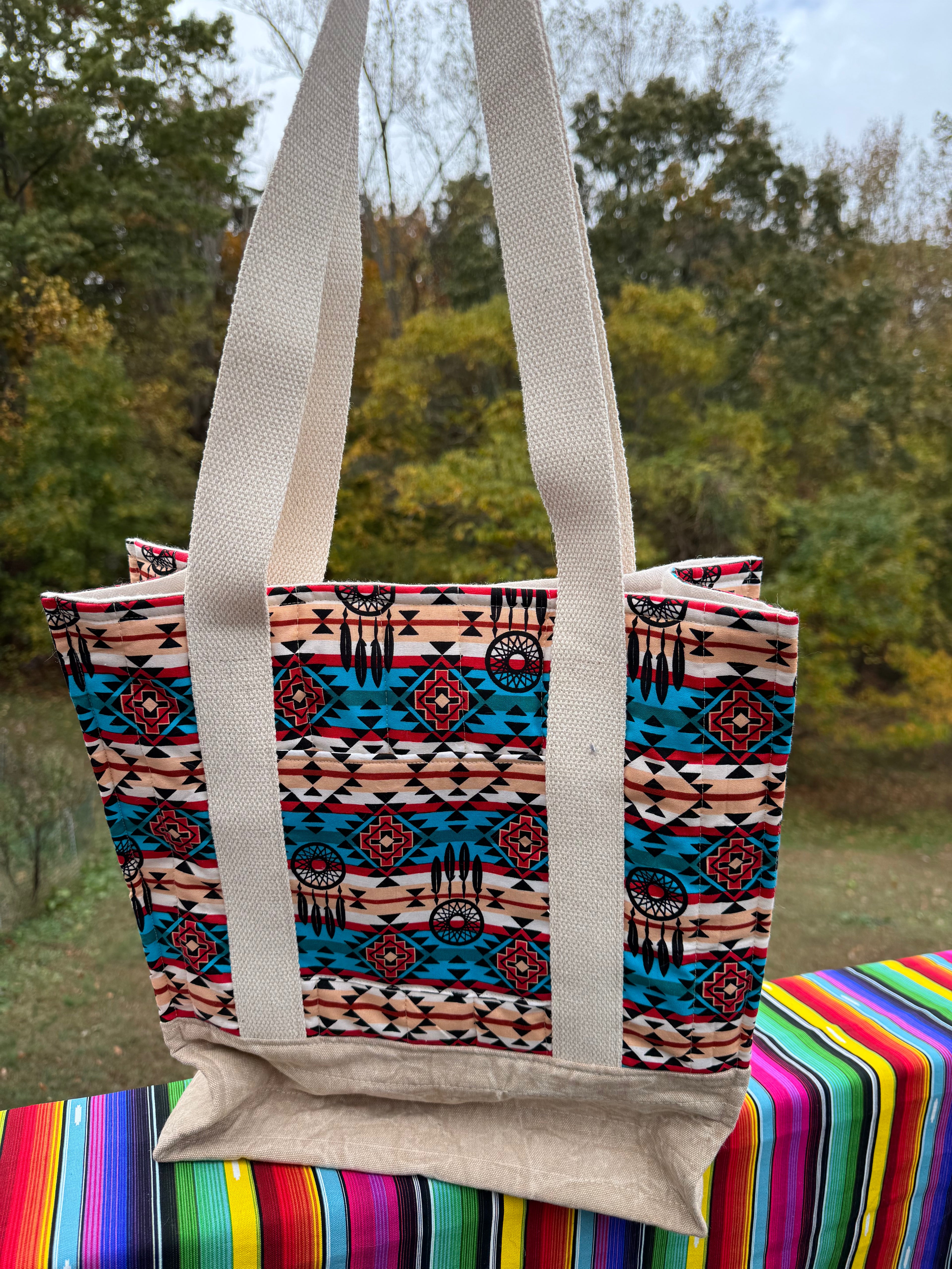 Santa Fe Two Pocket  - Large quilted tote -  shoulder strap