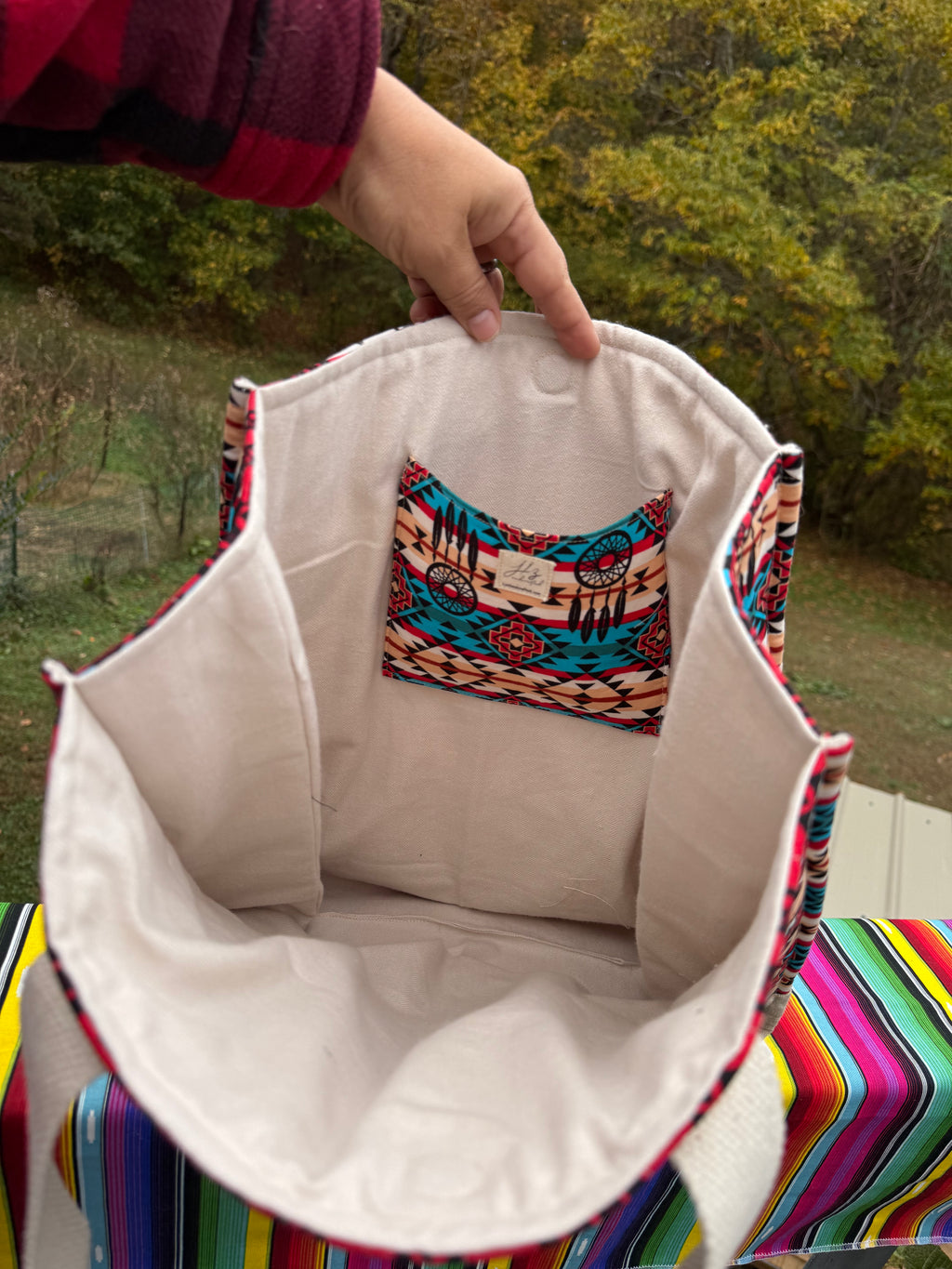 Santa Fe Two Pocket  - Large quilted tote -  shoulder strap