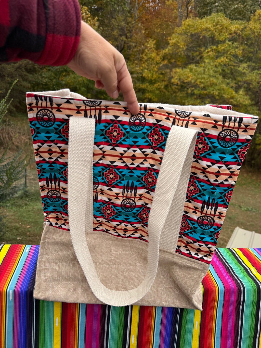 Santa Fe Two Pocket  - Large quilted tote -  shoulder strap