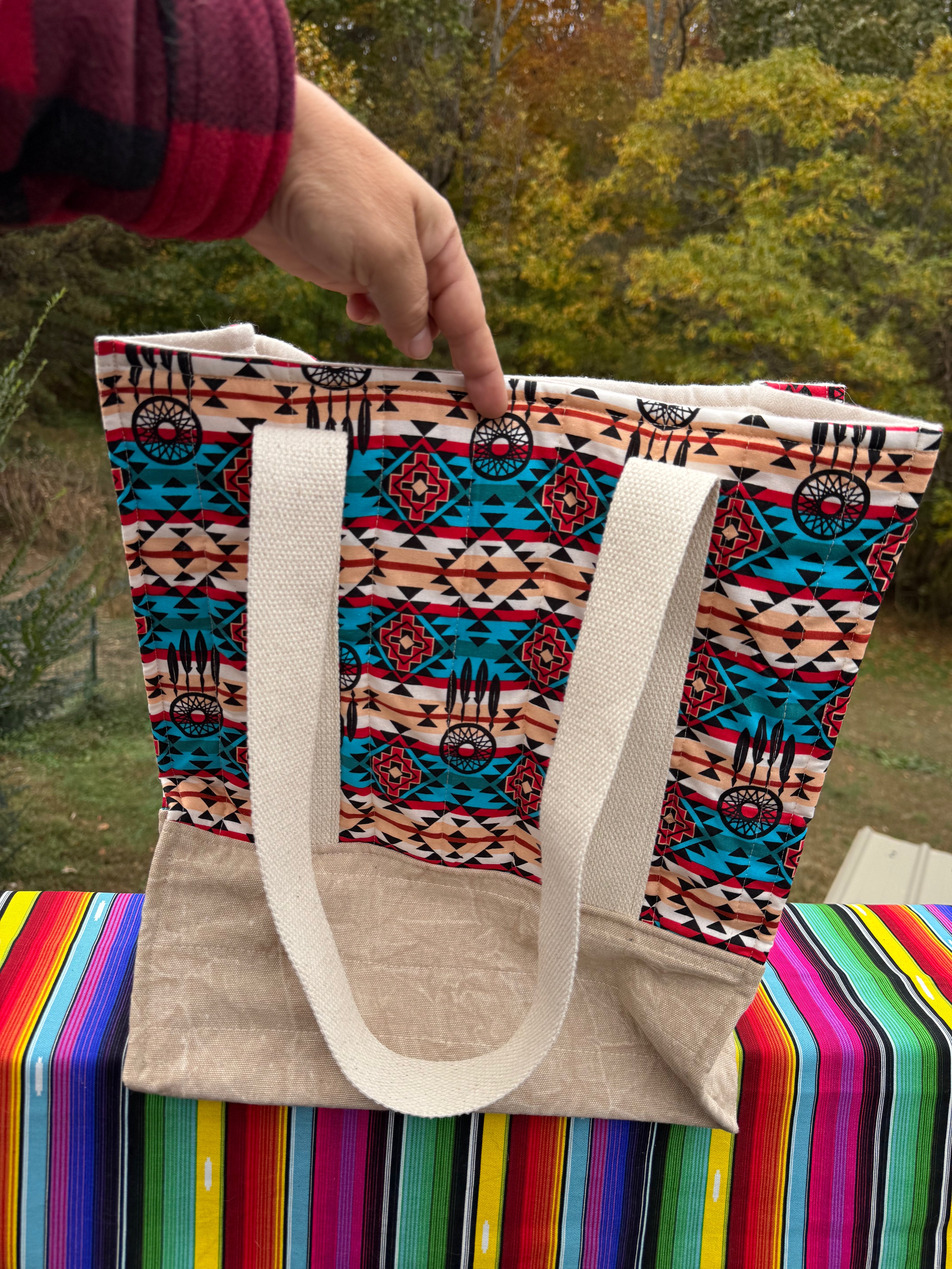 Santa Fe Two Pocket  - Large quilted tote -  shoulder strap