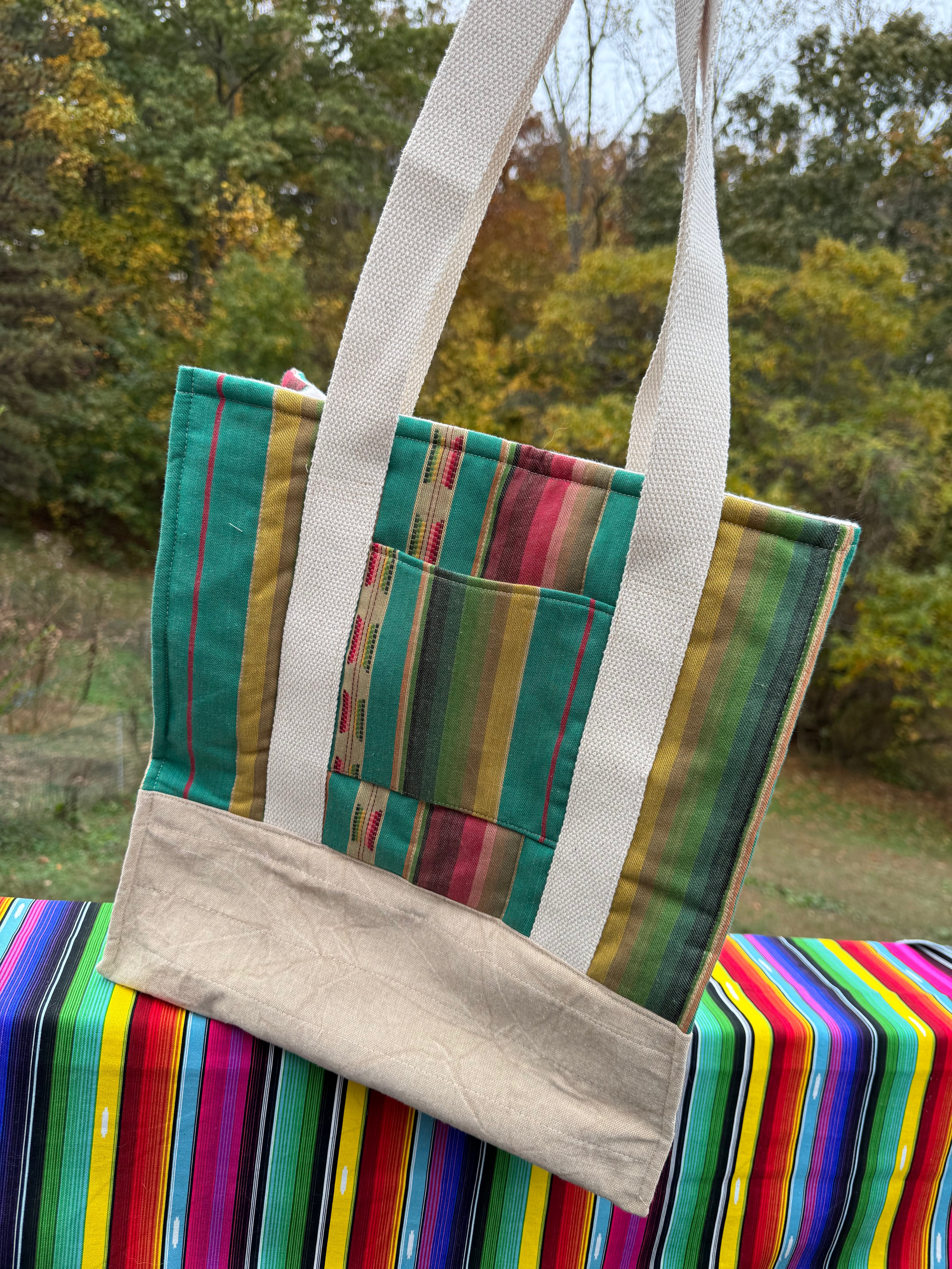 Santa Fe Two Pocket  - Large quilted tote -  shoulder strap