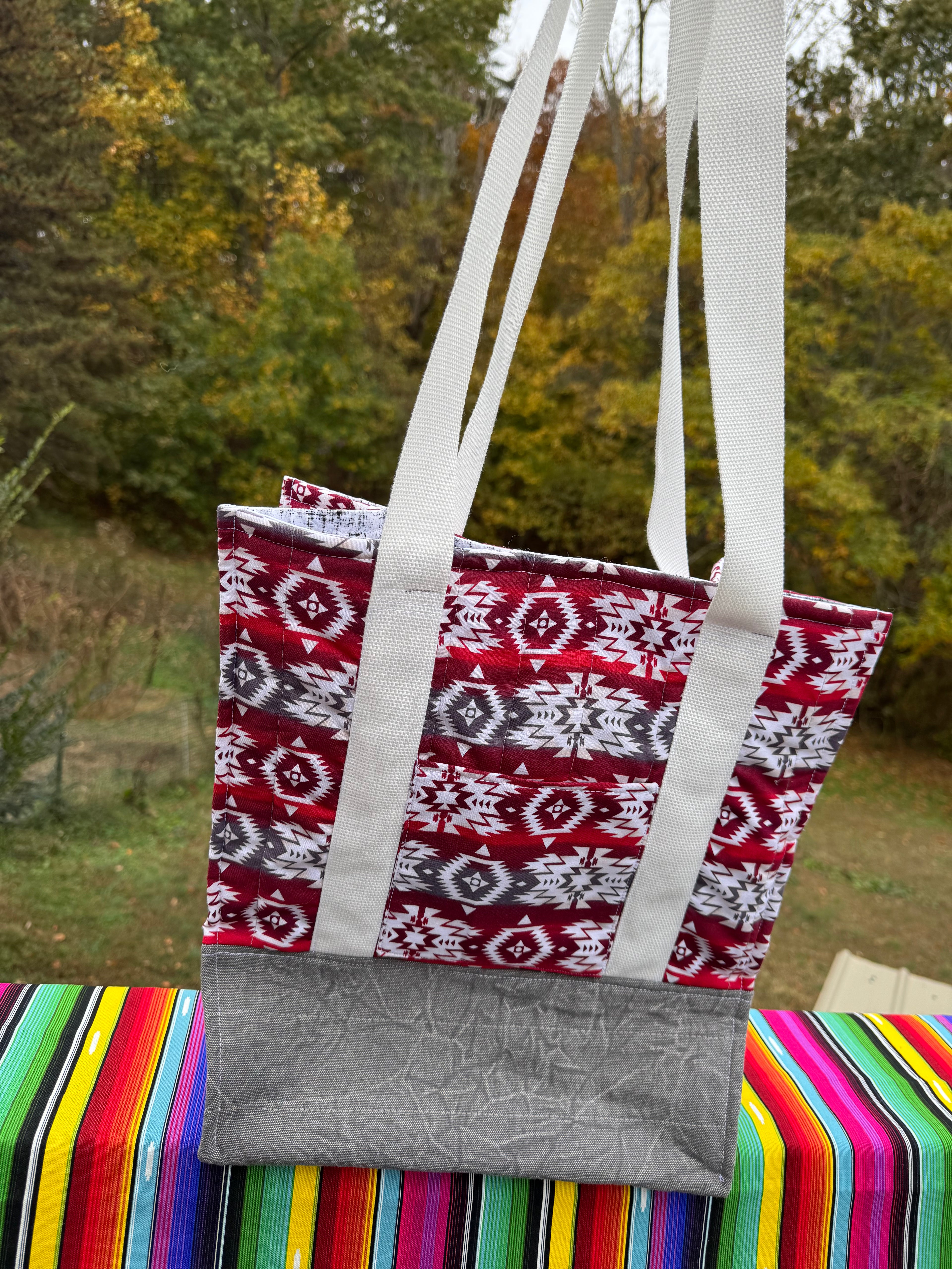 Santa Fe Two Pocket  - Large quilted tote -  shoulder strap