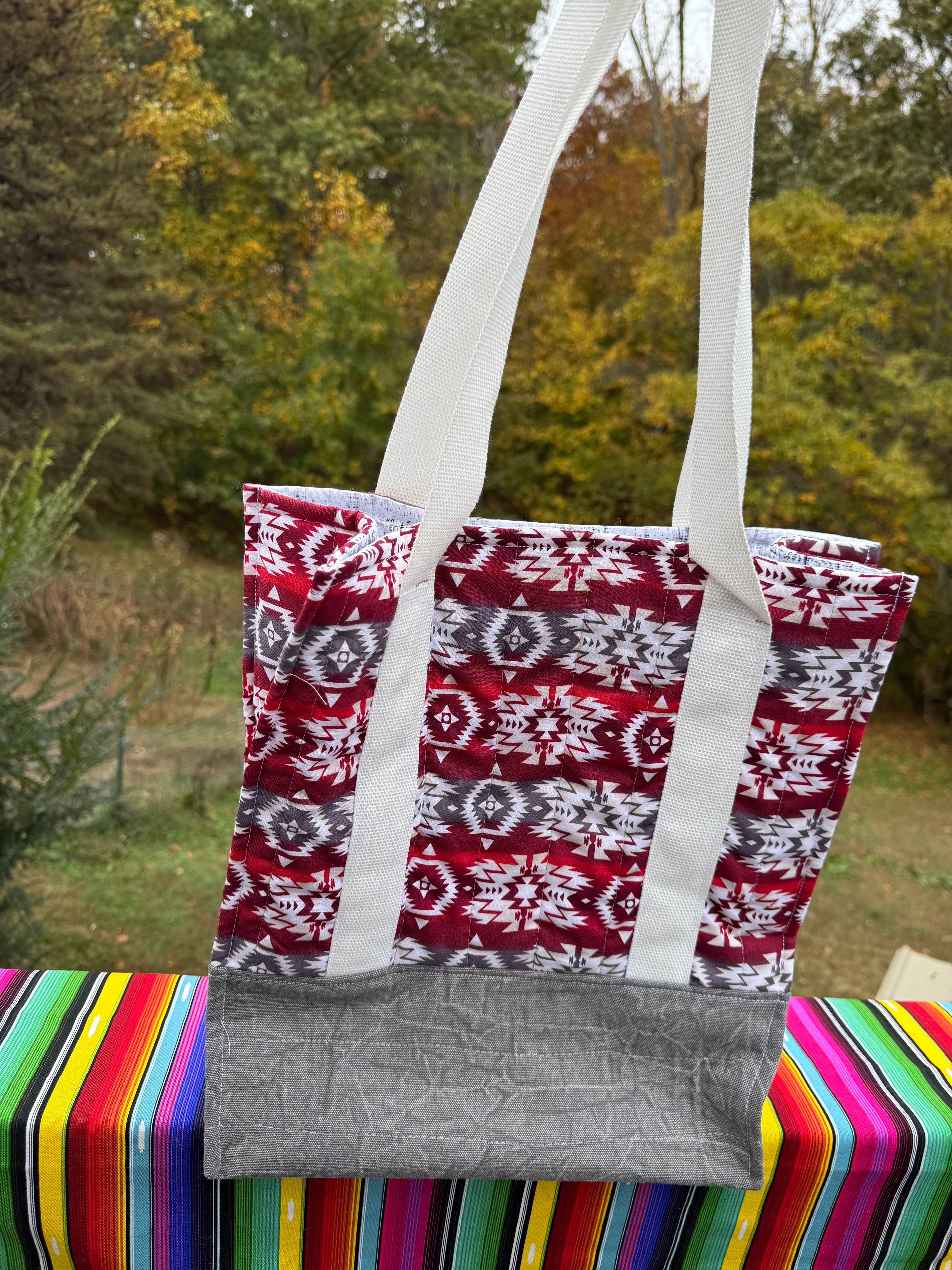 Santa Fe Two Pocket  - Large quilted tote -  shoulder strap