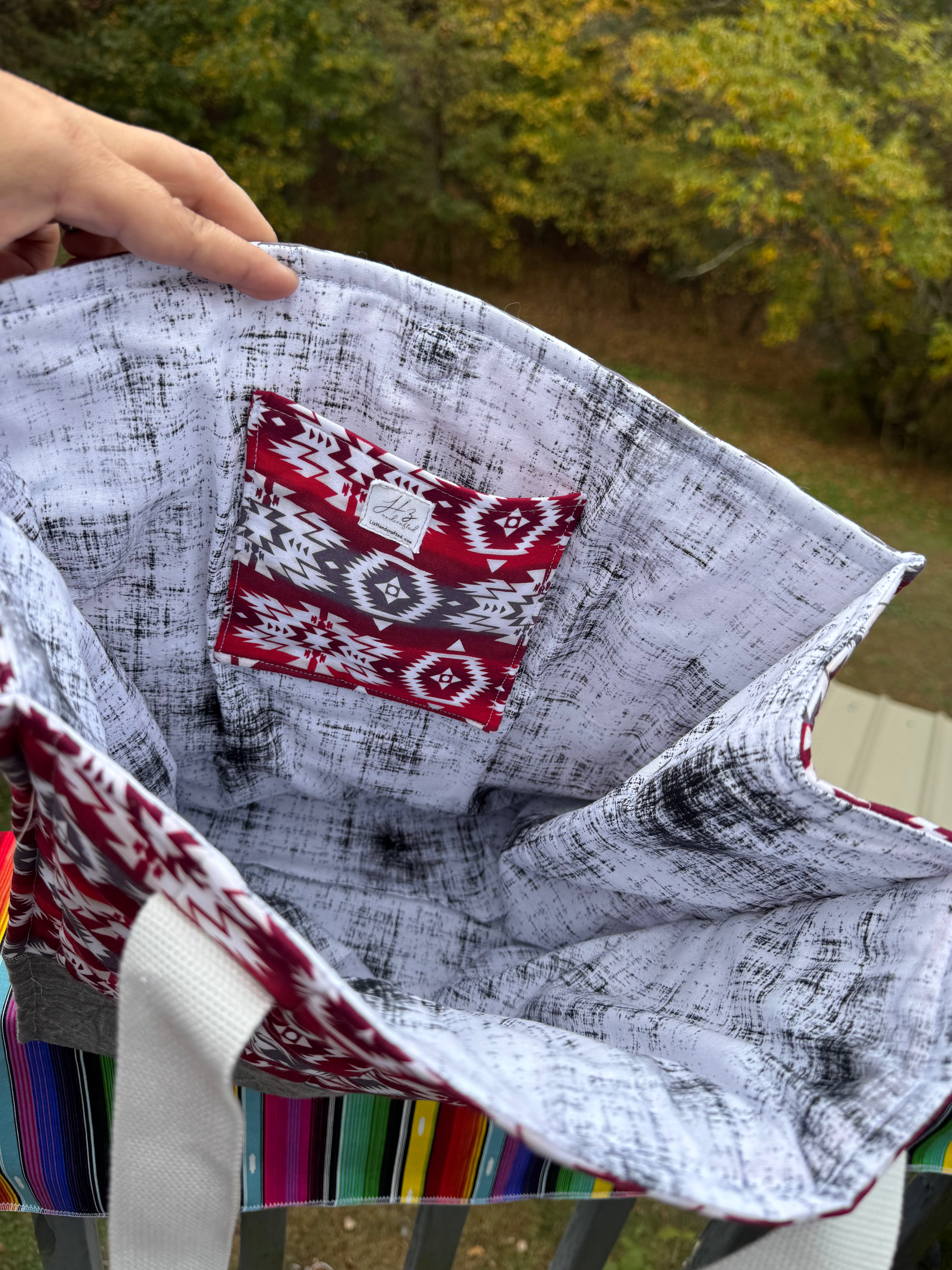 Santa Fe Two Pocket  - Large quilted tote -  shoulder strap