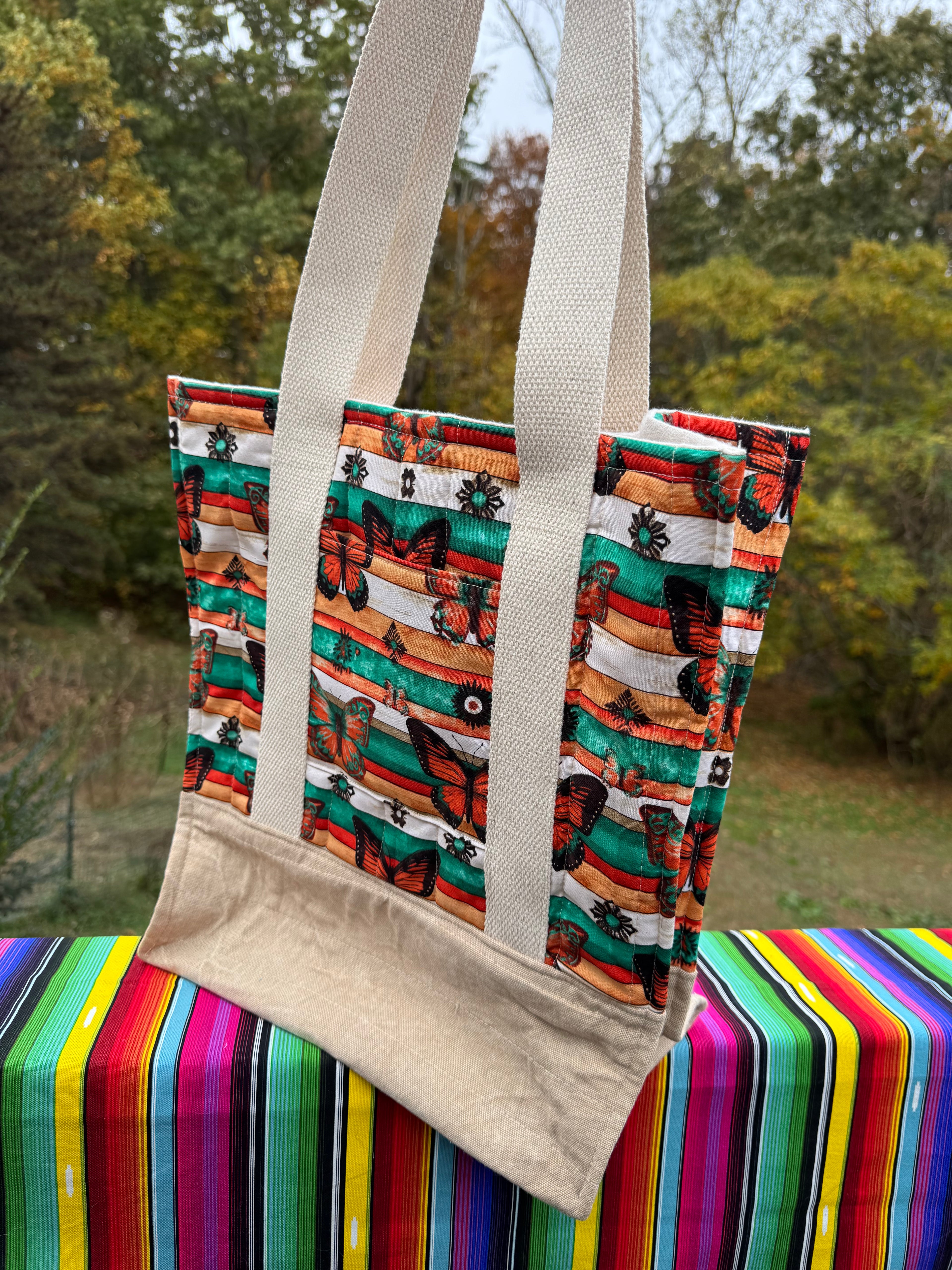 Santa Fe Two Pocket  - Large quilted tote -  shoulder strap