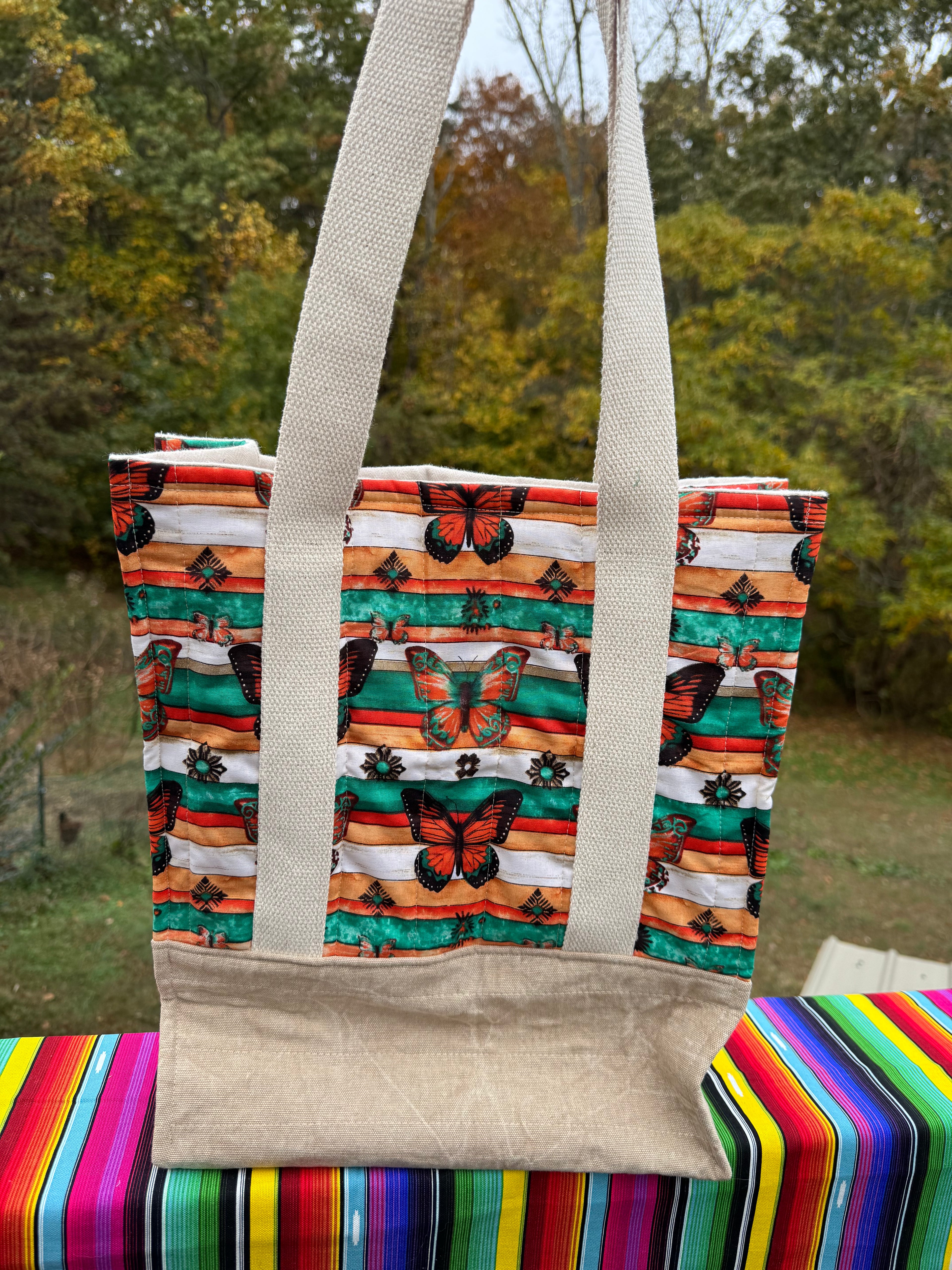 Santa Fe Two Pocket  - Large quilted tote -  shoulder strap